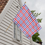 Blue Red And White Check Pattern Print House Flag
