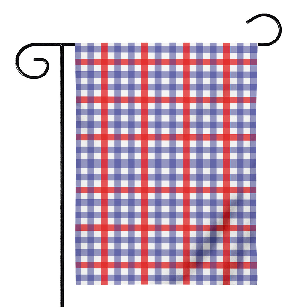 Blue Red And White Check Pattern Print House Flag
