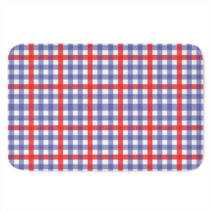 Blue Red And White Check Pattern Print Indoor Door Mat