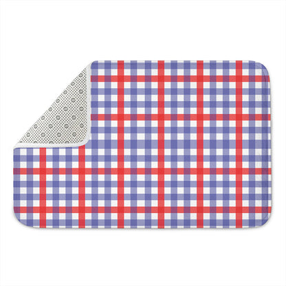 Blue Red And White Check Pattern Print Indoor Door Mat