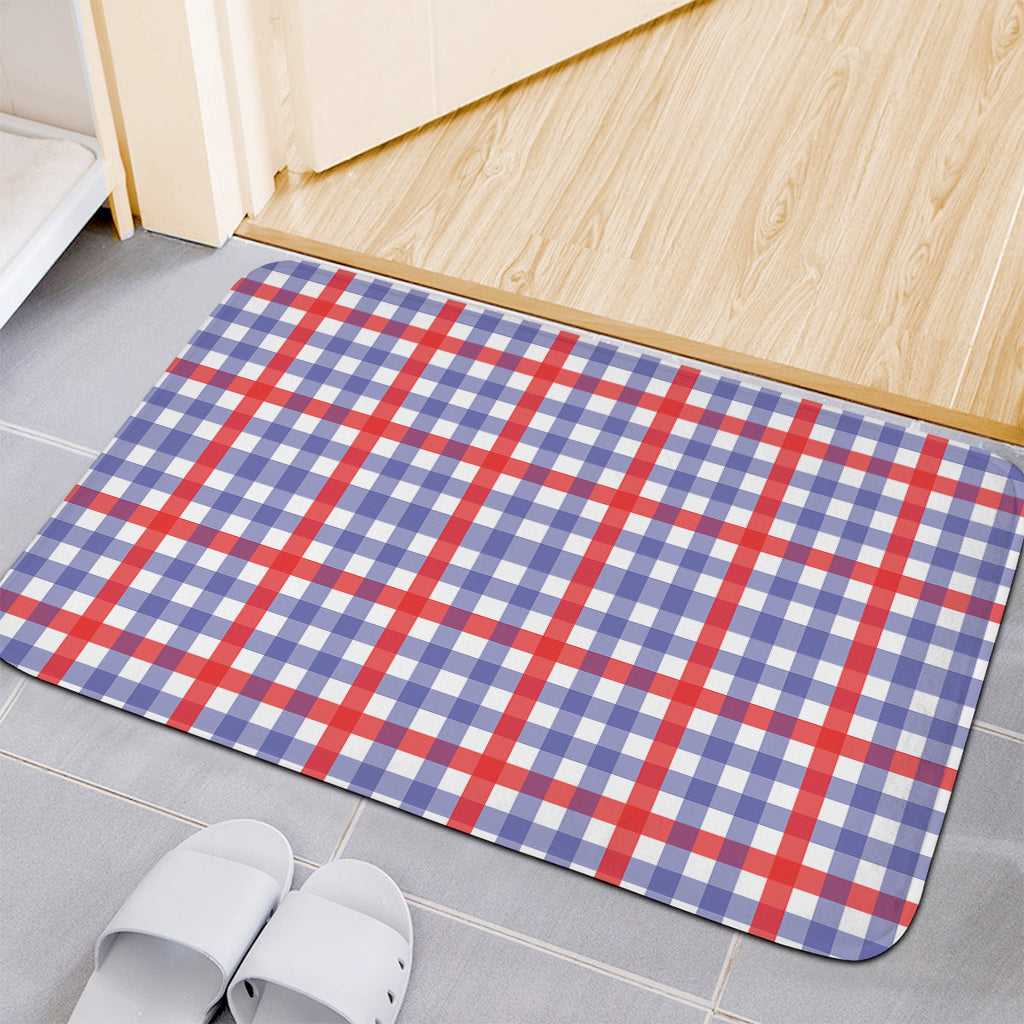 Blue Red And White Check Pattern Print Indoor Door Mat