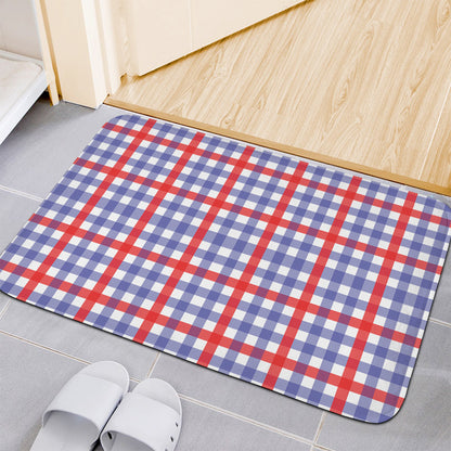 Blue Red And White Check Pattern Print Indoor Door Mat