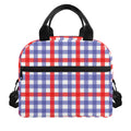 Blue Red And White Check Pattern Print Insulated Lunch Bag