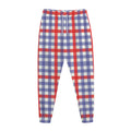 Blue Red And White Check Pattern Print Jogger Pants