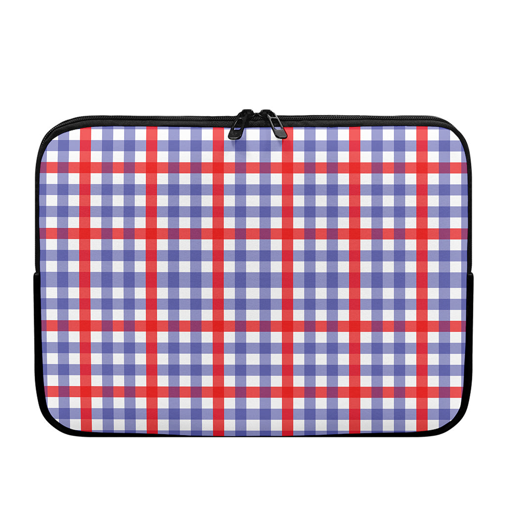 Blue Red And White Check Pattern Print Laptop Sleeve