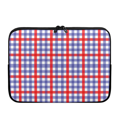 Blue Red And White Check Pattern Print Laptop Sleeve
