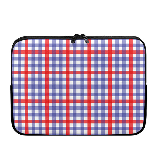 Blue Red And White Check Pattern Print Laptop Sleeve