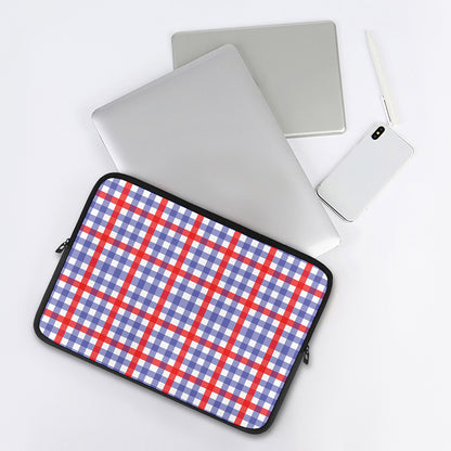 Blue Red And White Check Pattern Print Laptop Sleeve