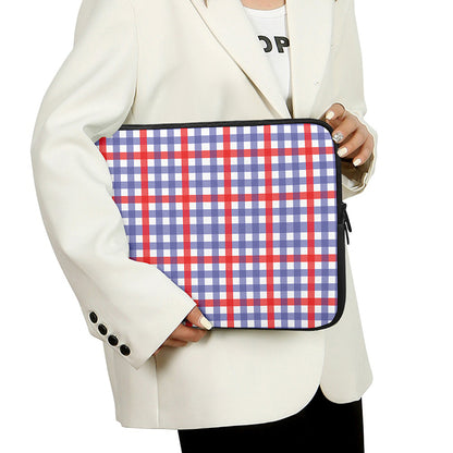 Blue Red And White Check Pattern Print Laptop Sleeve