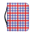 Blue Red And White Check Pattern Print Leather Bible Cover