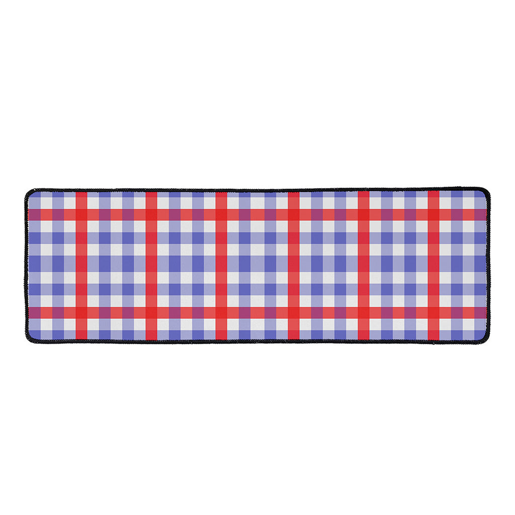 Blue Red And White Check Pattern Print Long Kitchen Mat