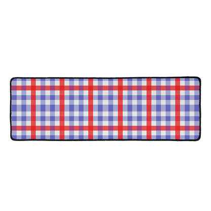 Blue Red And White Check Pattern Print Long Kitchen Mat