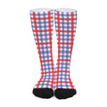 Blue Red And White Check Pattern Print Long Socks