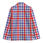 Blue Red And White Check Pattern Print Men's Blazer