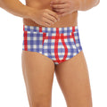 Blue Red And White Check Pattern Print Men's Briefs