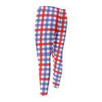 Blue Red And White Check Pattern Print Men's Compression Pants