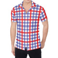 Blue Red And White Check Pattern Print Men's Shirt