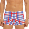Blue Red And White Check Pattern Print Men's Short Boxer Briefs