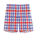 Blue Red And White Check Pattern Print Men's Athletic Shorts