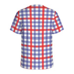 Blue Red And White Check Pattern Print Men's Sports T-Shirt