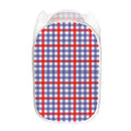 Blue Red And White Check Pattern Print Mesh Laundry Hamper