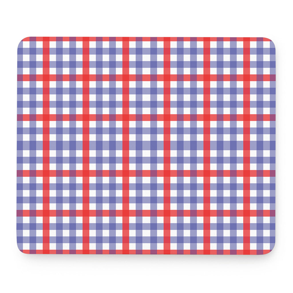 Blue Red And White Check Pattern Print Mouse Pad