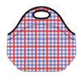 Blue Red And White Check Pattern Print Neoprene Lunch Bag