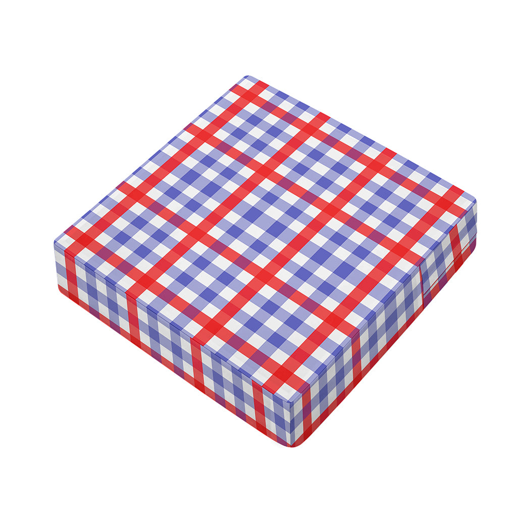 Blue Red And White Check Pattern Print Outdoor Seat Cushion Cover