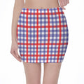 Blue Red And White Check Pattern Print Pencil Mini Skirt