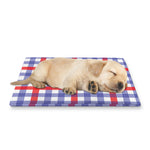 Blue Red And White Check Pattern Print Pet Cooling Mat Cover