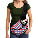Blue Red And White Check Pattern Print Pet Sling Carrier