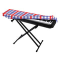 Blue Red And White Check Pattern Print Piano Keyboard Cover