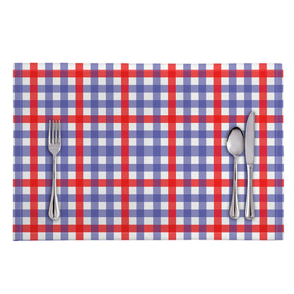 Blue Red And White Check Pattern Print Placemat