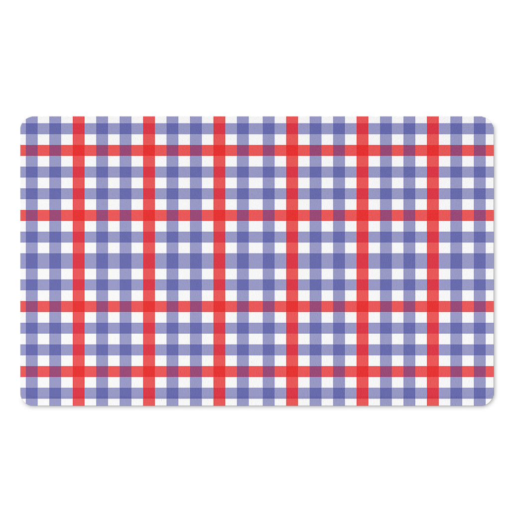 Blue Red And White Check Pattern Print Polyester Doormat