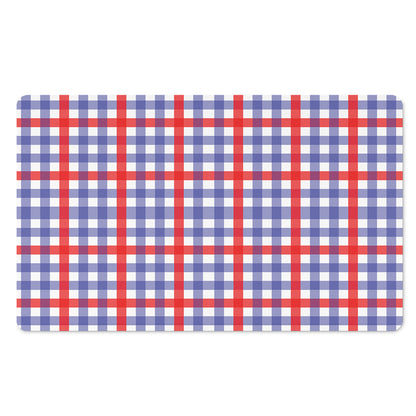 Blue Red And White Check Pattern Print Polyester Doormat