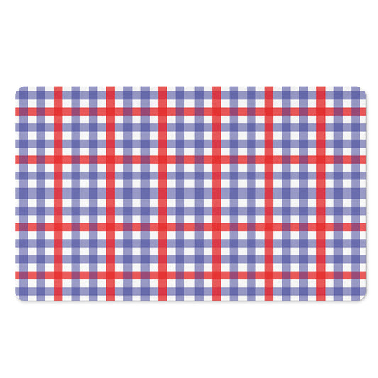 Blue Red And White Check Pattern Print Polyester Doormat