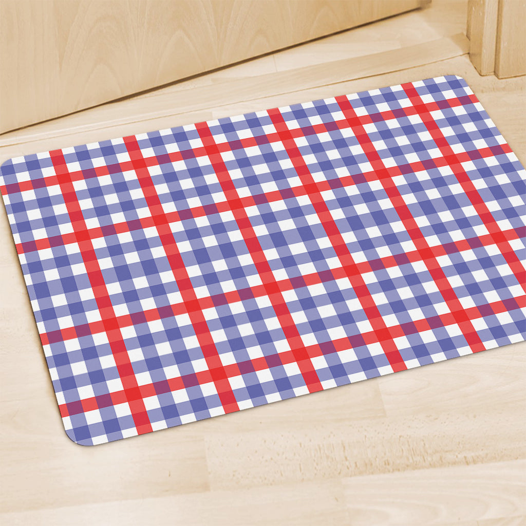 Blue Red And White Check Pattern Print Polyester Doormat