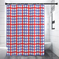 Blue Red And White Check Pattern Print Premium Shower Curtain
