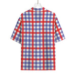 Blue Red And White Check Pattern Print Rayon Hawaiian Shirt