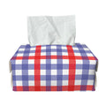 Blue Red And White Check Pattern Print Rectangle Tissue Box Cover