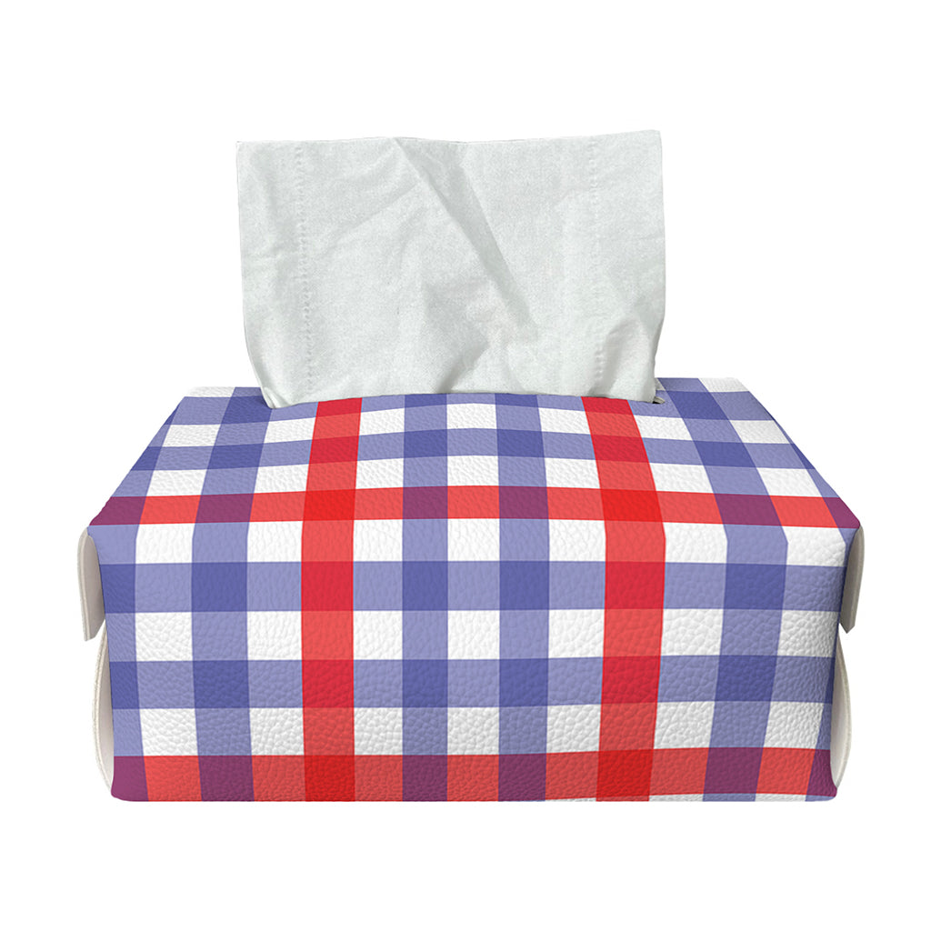 Blue Red And White Check Pattern Print Rectangle Tissue Box Cover