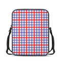 Blue Red And White Check Pattern Print Rectangular Crossbody Bag