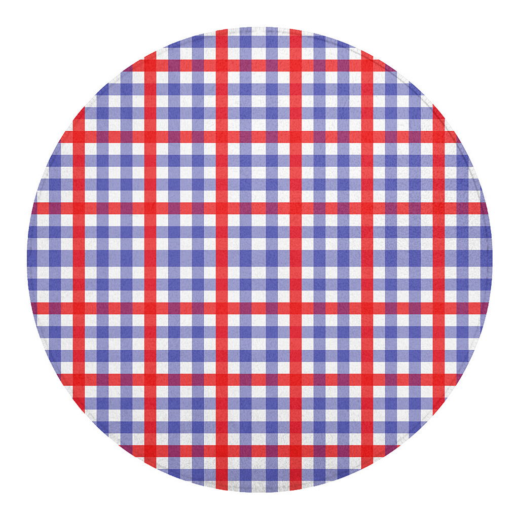 Blue Red And White Check Pattern Print Round Blanket