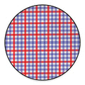 Blue Red And White Check Pattern Print Round Floor Mat