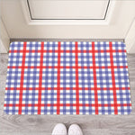 Blue Red And White Check Pattern Print Rubber Doormat