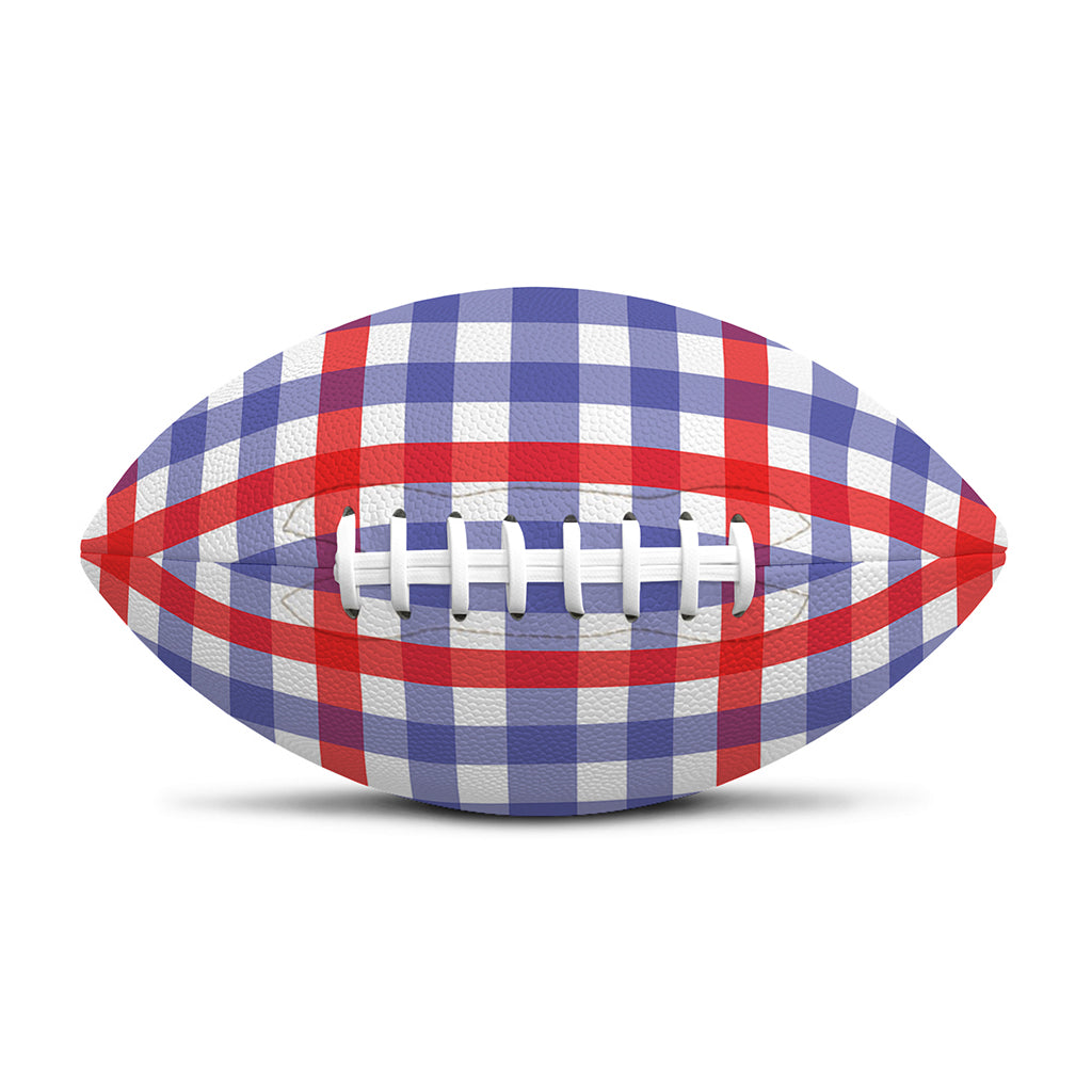 Blue Red And White Check Pattern Print Rugby Ball