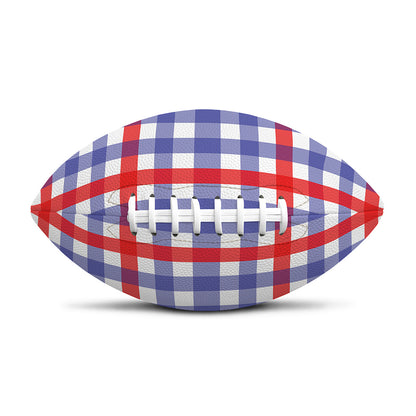 Blue Red And White Check Pattern Print Rugby Ball