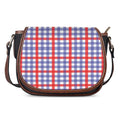 Blue Red And White Check Pattern Print Saddle Bag