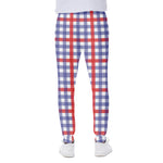 Blue Red And White Check Pattern Print Scuba Joggers