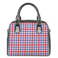 Blue Red And White Check Pattern Print Shoulder Handbag
